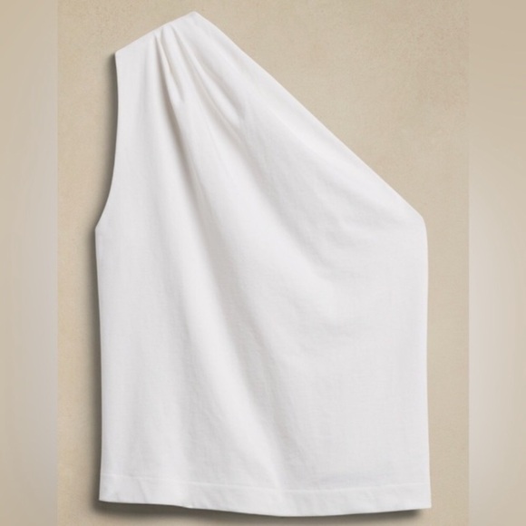 NWT! Banana Republic Black One-Shoulder Heavy Cotton Tank - Size Small🌸 - Picture 7 of 7